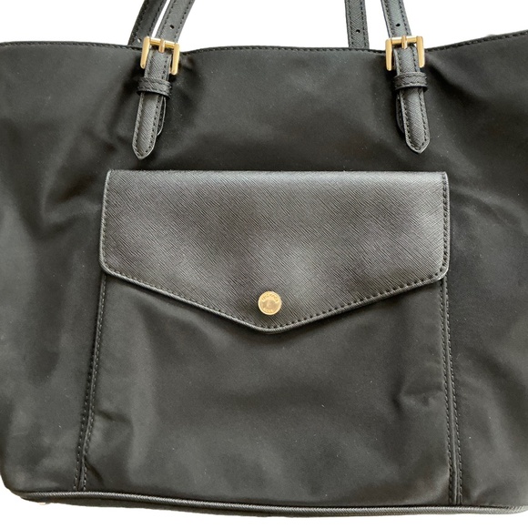 Michael Kors Black Nylon Tote Gold Accents Large - Picture 3 of 14